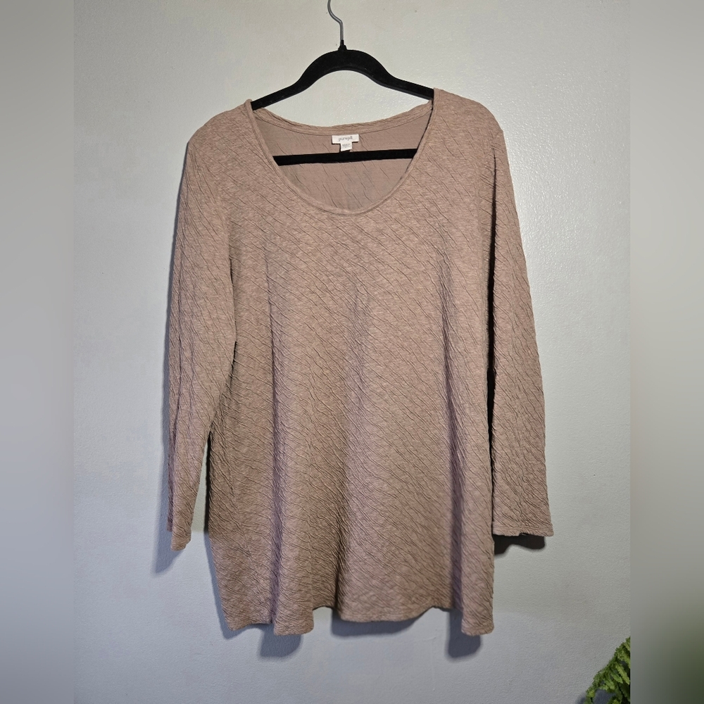 Pure Jill 100%‎ Cotton Textured Long Sleeve Top Size Large